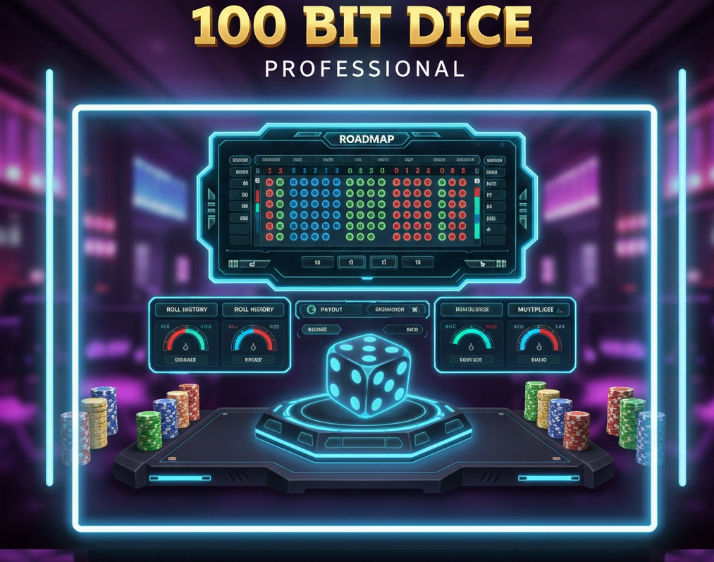 100 Bit Dice provably fair crypto game interface