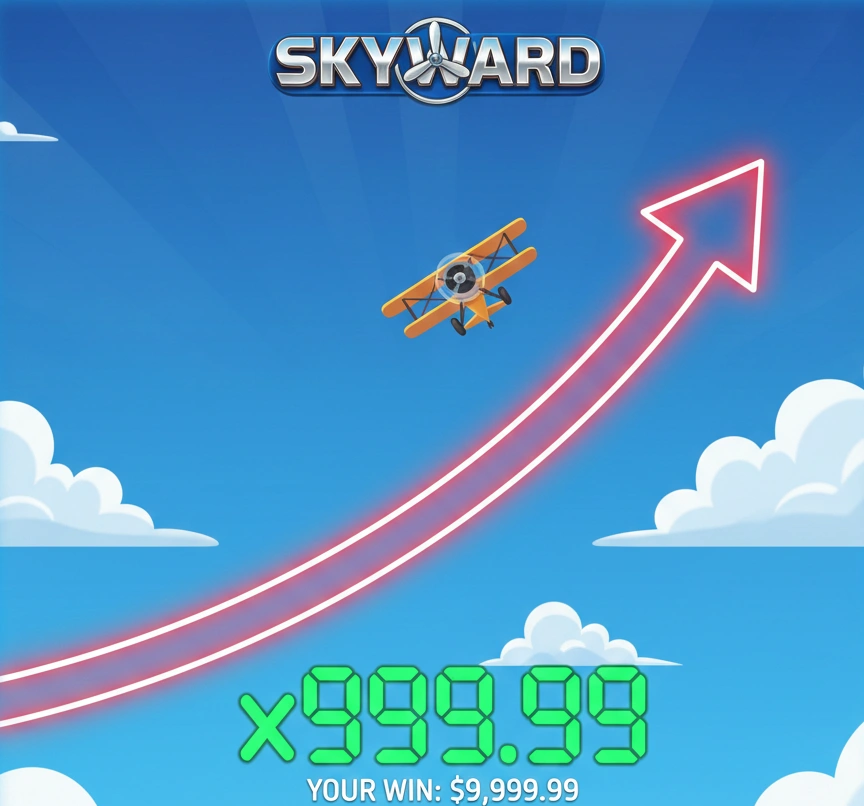 Skyward Live-Crash-Spiel-Oberfläche mit Rakete