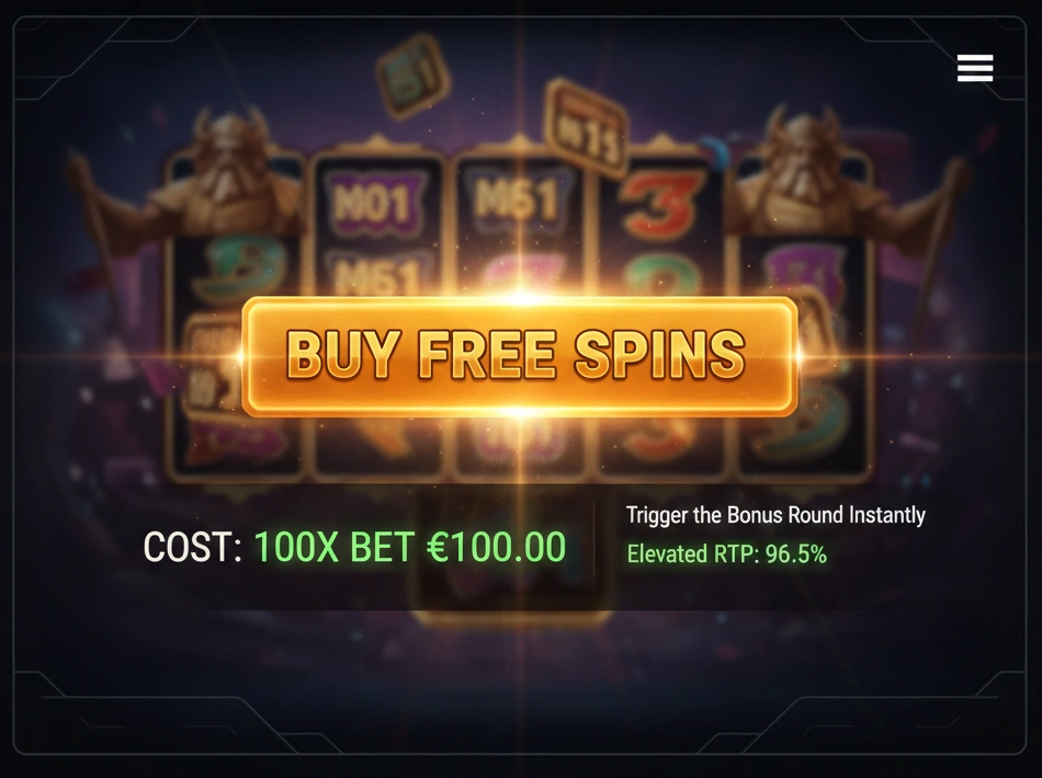 Buy bonus feature interface showing purchase options for free spins